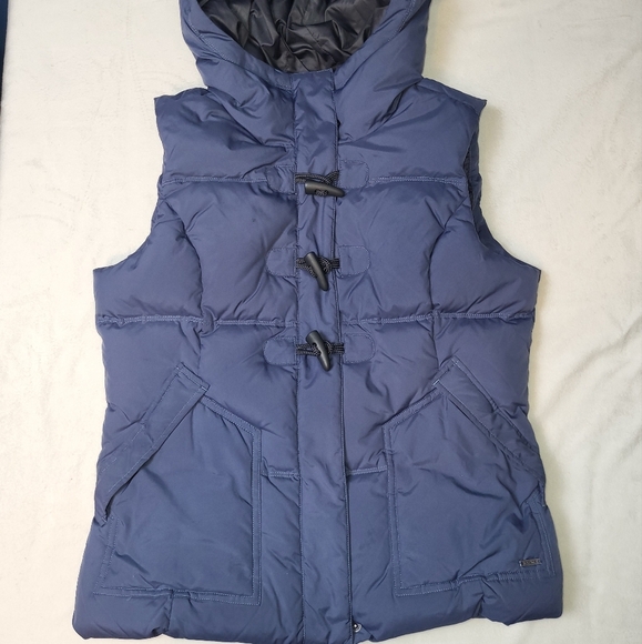 Prana Women's Evelina Hooded‎ Down Puffer Vest Size Small Navy Blue - Picture 11 of 16